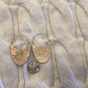 Anthropologie hammered gold and silver crescent shaped hoop earrings